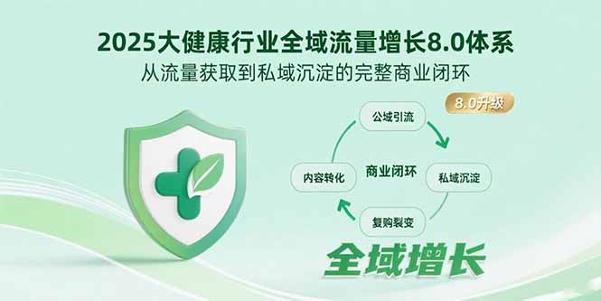 (15611期)2025大健康行业全域流量增长8.0体系,从流量获取到私域沉淀的完整商业闭环-网赚副业网