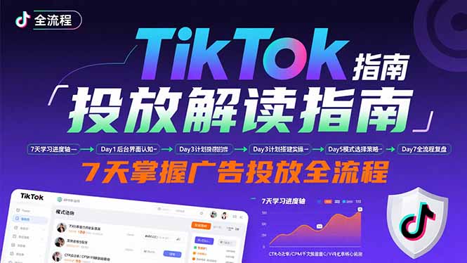 (15753期)TikTok投放解读指南:后台操作/计划建立/模式选择,7天掌握广告投放全流程-网赚副业网