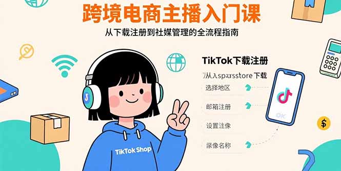 (15708期)跨境电商主播入门课,TikTok下载注册,支付工具配置,社媒账号管理全流程-网赚副业网