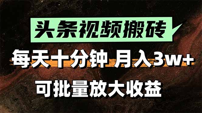 （15582期）2025最新副业玩法！AI搬运视频发头条，无脑发布也能月入过万！-网赚副业网