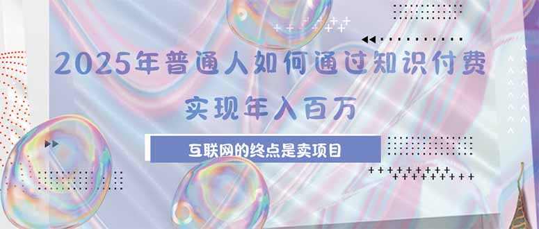 (15585期)2025年普通人如何通过知识付费年薪百万,互联网的尽头是卖加盟卖项目-网赚副业网