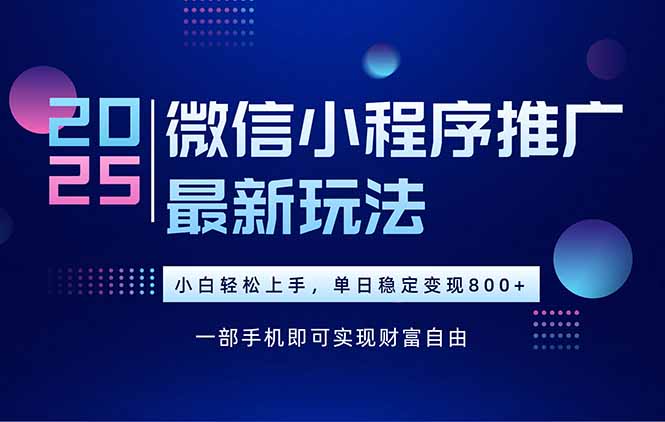 (15603期)25年下半年微信小程序推广最新玩法,轻松日入800+-网赚副业网