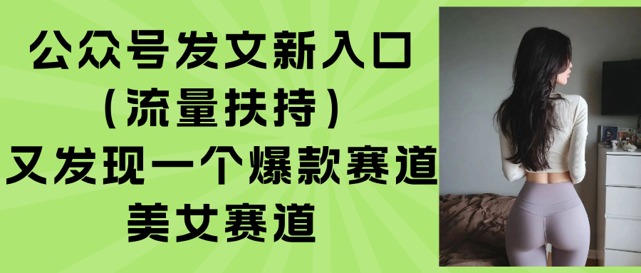 (15781期)公众号发文新入口(流量扶持),又发现一个爆款赛道:美女赛道-网赚副业网