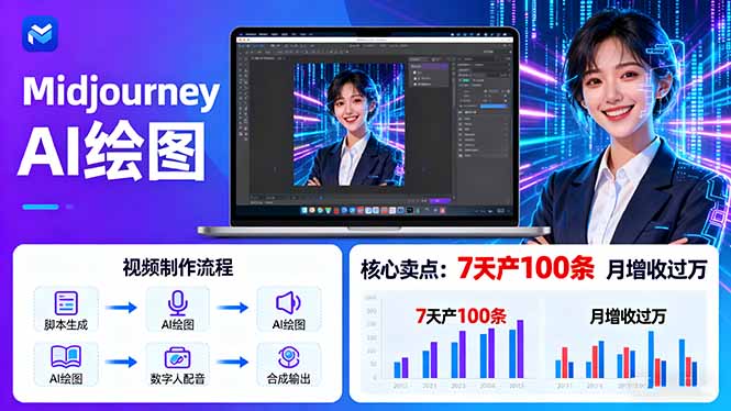 （16049期）AI绘图照片开口说话视频制作：Midjourney+数字人，7天产100条月增收过万-网赚副业网