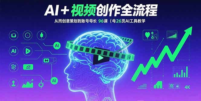(15869期)AI+短视频创作全流程:从创意策划到账号增长,96节课(含26项AI工具教学)-网赚副业网