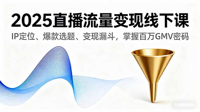 (16062期)2025直播流量变现线下课,IP定位、爆款选题、变现漏斗,掌握百万GMV密码-网赚副业网