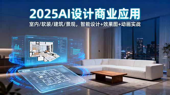(16052期)2025AI设计商业应用:室内/软装/建筑/景观,智能设计+效果图+动画实战-网赚副业网