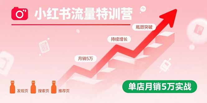 (15936期)小红书流量特训营:突破流量瓶颈,实现店铺持续增长,单店月销5万实战-网赚副业网