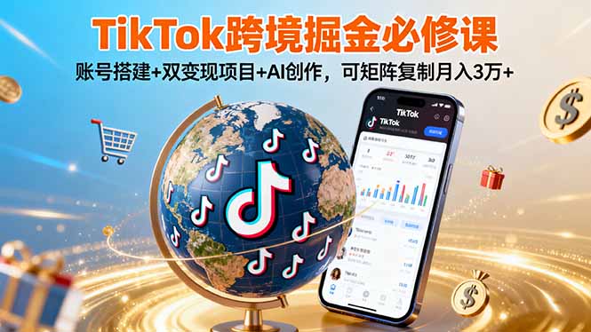 (16003期)TikTo跨境掘金必修课,账号搭建+双变现项目+AI创作,可矩阵复制月入3万+-网赚副业网