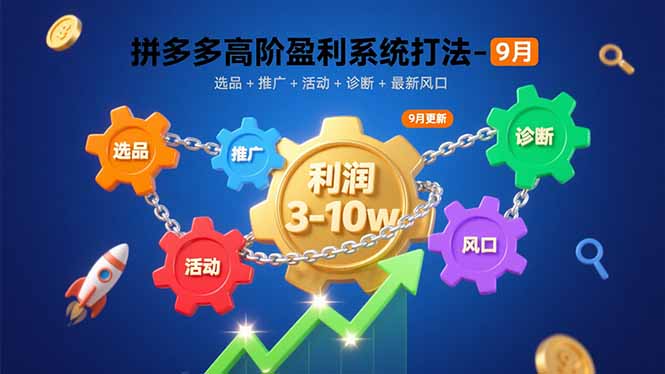 (15916期)拼多多高阶盈利系统打法-9月:选品+推广+活动+诊断+最新风口,月利润3-10w-网赚副业网