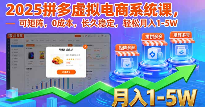 (16088期)2025拼多多虚拟电商系统课,可矩阵,0成本,长久稳定,轻松月入1-5W-网赚副业网