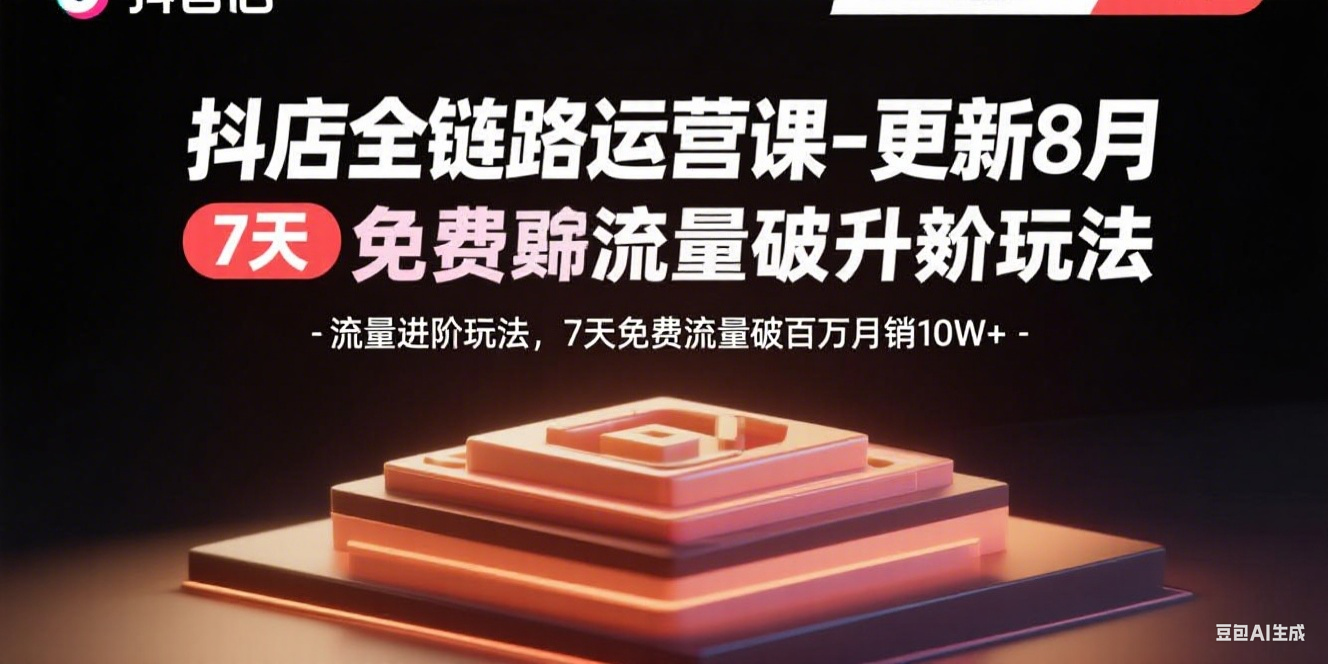（15918期）抖店全链路运营课-更新8月：流量进阶玩法，7天免费流量破百万月销10W+-网赚副业网