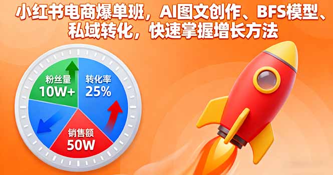 (16187期)小红书电商爆单班,AI图文创作、BFS模型、私域转化,快速掌握增长方法-网赚副业网