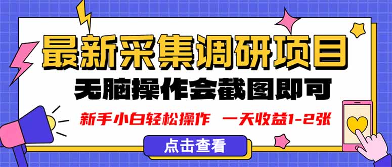 (16155期)新版采集调研项目,截图上传即可,无脑操作,日收益1-2张-网赚副业网