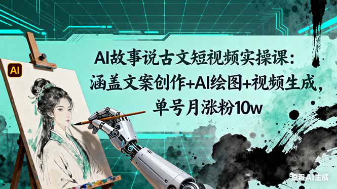 (16369期)AI故事说古文短视频实操课:涵盖文案创作+AI绘图+视频生成,单号月涨粉10w-网赚副业网