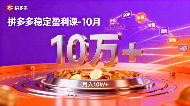 (16413期)拼多多稳定盈利课-10月,强付费SOP+微付费高投产+活动矩阵,单店月入10万+-网赚副业网