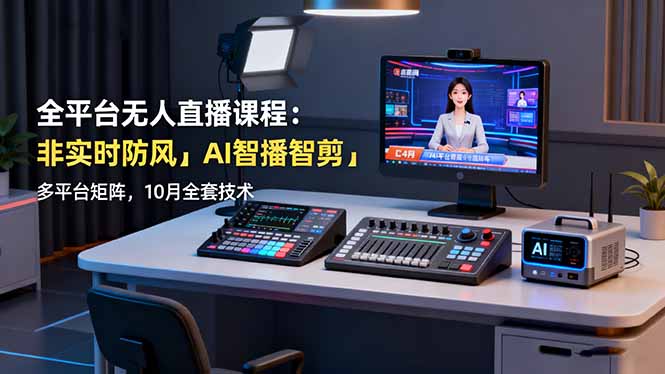 (16414期)全平台无人直播课程:非实时防风+AI智播智剪+多平台矩阵,10月全套技术-网赚副业网