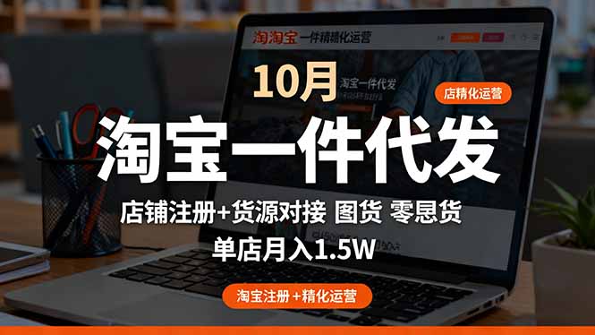 (16322期)淘宝一件代发精细化运营-10月:店铺注册+货源对接+零囤货,单店月入1.5w-网赚副业网