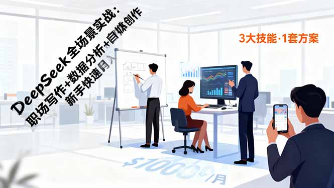 (16418期)DeepSeek全场景实战:职场写作+数据分析+自媒体创作,新手快速月入过万-网赚副业网
