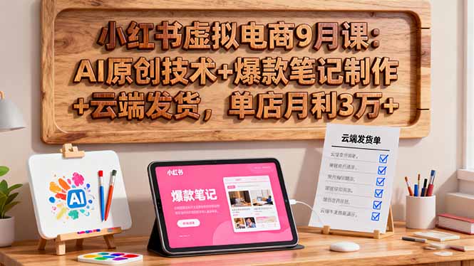 (16287期)小红书虚拟电商9月课:AI原创技术+爆款笔记制作+云端发货,单店月利3万+-网赚副业网