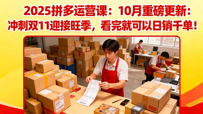 (16400期)2025拼多多运营课:10月重磅更新:冲刺双11迎接旺季,看完就可以日销千单-网赚副业网