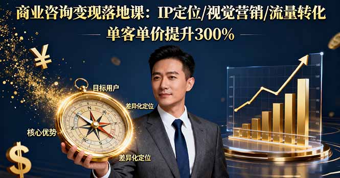 (16249期)商业咨询变现落地课:IP定位/视觉营销/流量转化,单客单价提升300%-网赚副业网