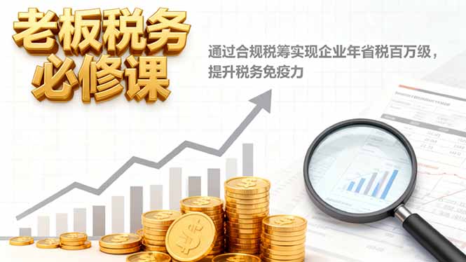 (16426期)老板税务必修课,通过合规税筹实现企业年省税百万级,提升税务免疫力-网赚副业网