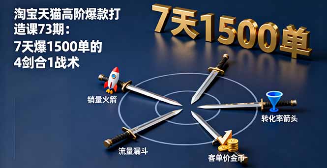 (16200期)淘宝天猫高阶爆款打造课73期:7天爆1500单的4剑合1战术-网赚副业网