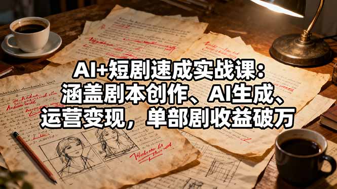 (16359期)AI+短剧速成实战课:涵盖剧本创作、AI生成、运营变现,单部剧收益破万-网赚副业网
