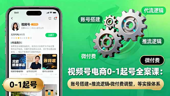 (16262期)视频号电商0-1起号全案课:账号搭建+推流逻辑+微付费调整,等实操体系-网赚副业网