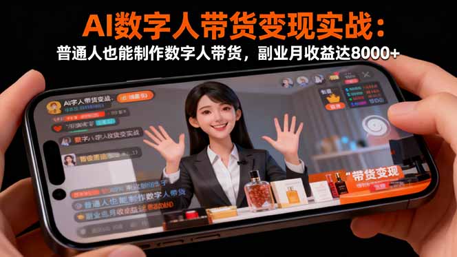 (16377期)AI数字人带货变现实战:普通人也能制作数字人带货,副业月收益达8000+-网赚副业网