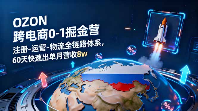 (16277期)OZON跨境电商0-1掘金营:注册-运营-物流全链路体系,60天快速出单月营收8w-网赚副业网
