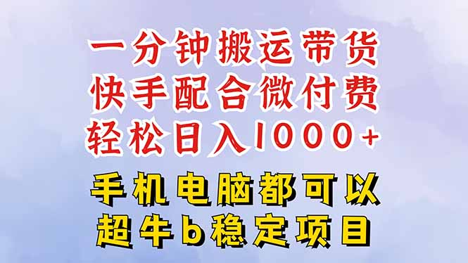 (16285期)快手黑科技一分钟搬运带货,一刀不剪过原创,微付费投流玩法,轻松日入...-网赚副业网