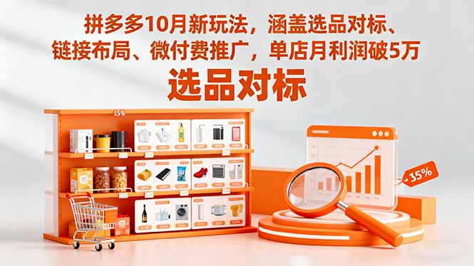 (16364期)拼多多10月新玩法,涵盖选品对标、链接布局、微付费推广,单店月利润破5万-网赚副业网