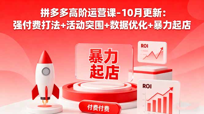 (16366期)拼多多高阶运营课-10月更新:强付费打法+活动突围+数据优化+暴力起店-网赚副业网
