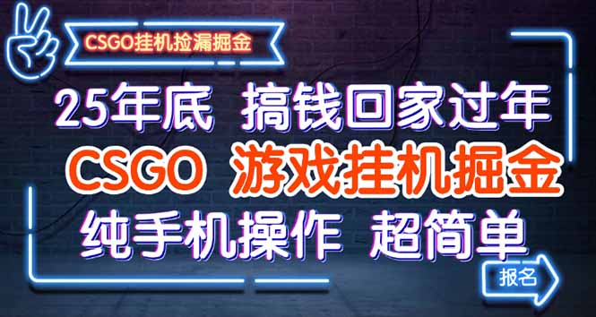 (16343期)25年底搞钱回家过年,CSGO游戏挂机掘金,纯手机操作超简单-网赚副业网