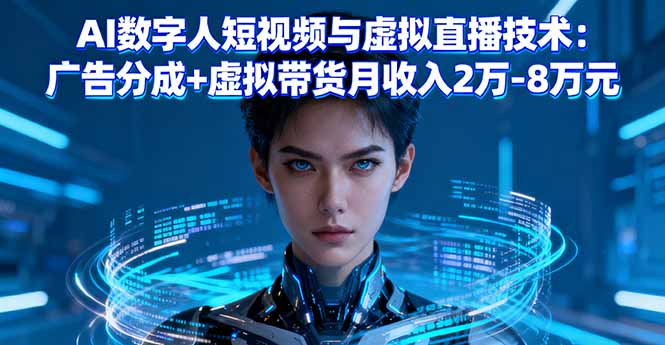 (16148期)AI数字人短视频与虚拟直播技术:广告分成+虚拟带货月收入2万-8万元-网赚副业网
