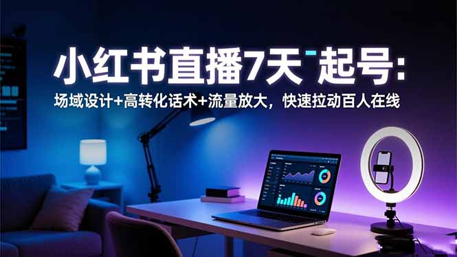 (16537期)小红书直播7天起号:场域设计+高转化话术+流量放大,快速拉动百人在线-网赚副业网
