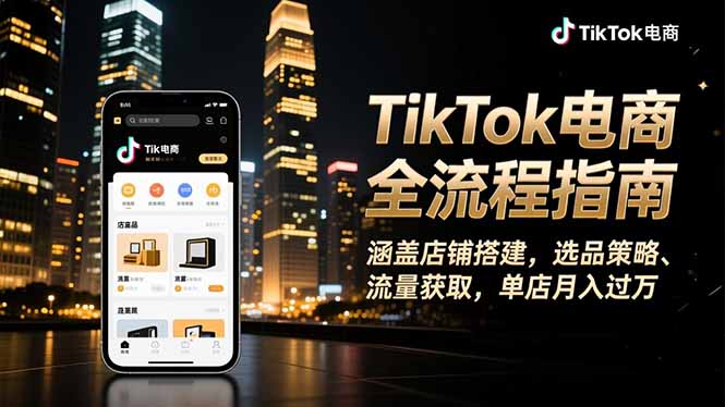 (16524期)TikTok电商全流程指南,涵盖店铺搭建、选品策略、流量获取,单店月入过万-网赚副业网