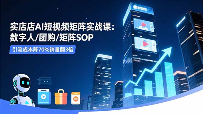 (16539期)实体店AI短视频矩阵实战课:数字人/团购/矩阵SOP,引流成本降70%销量翻3倍-网赚副业网