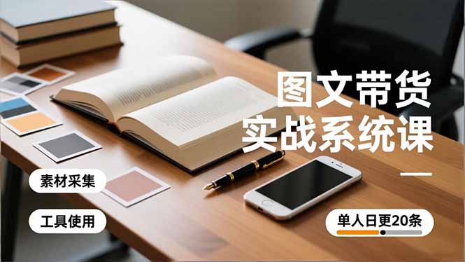 (16705期)图文带货实战系统课,工具使用、素材采集、防同质化,单人日更20条月入3w+-网赚副业网