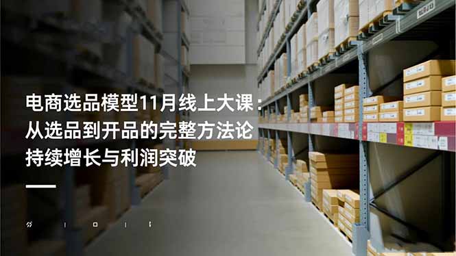 (16580期)电商选品模型11月线上大课:从选品到开品的完整方法论 持续增长与利润突破-网赚副业网