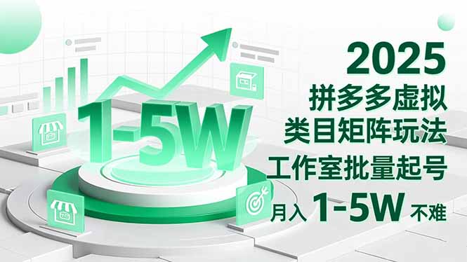 (16548期)2025 拼多多虚拟类目矩阵玩法,工作室批量起号,月入 1-5W 不难-网赚副业网