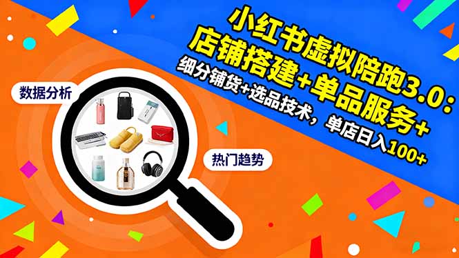 (16451期)小红书虚拟陪跑3.0:店铺搭建+单品服务+细分铺货+选品技术,单店日入100+-网赚副业网