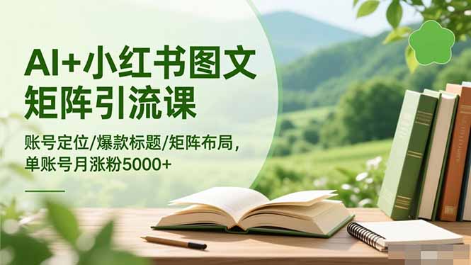 (16530期)AI+小红书图文矩阵引流课:账号定位/爆款标题/矩阵布局/单账号月涨粉5000+-网赚副业网