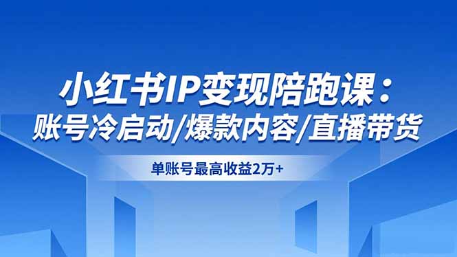 (16550期)小红书IP变现陪跑课:账号冷启动/爆款内容/直播带货,单账号最高收益2万+-网赚副业网