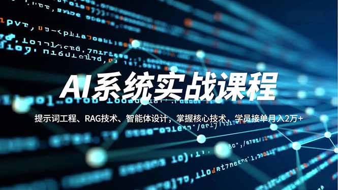 (16666期)AI系统实战课程,提示词工程、RAG技术、智能体设计,掌握核心技术,学员接单月入2万+-网赚副业网