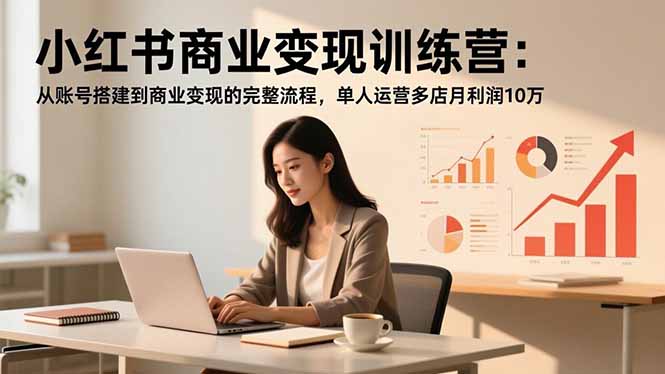 （16698期）小红书商业变现训练营：从账号搭建到商业变现的完整流程，单人运营多店月利润10万-网赚副业网
