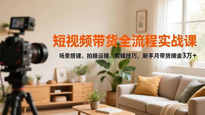 (16679期)短视频带货全流程实战课,场景搭建、拍摄运镜、剪辑技巧,新手月带货佣金3万+-网赚副业网