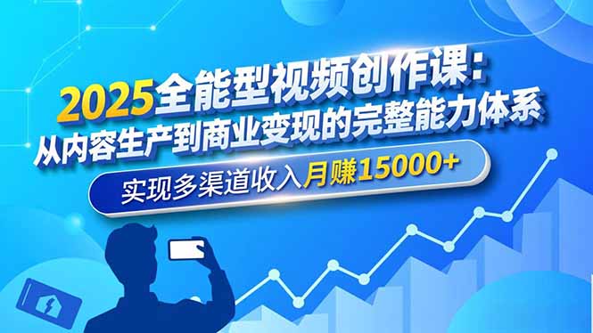 (16644期)2025全能型视频创作课:从内容生产到商业变现的完整能力体系,实现多渠道收入月赚15000+-网赚副业网